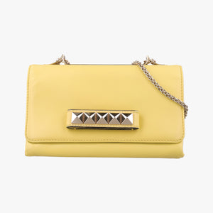 Pre-owned Valentino Rockstud Va Va Voom Yellow Leather shoulderbag | stylenewstar