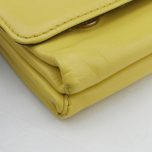 Pre-owned Valentino Rockstud Va Va Voom Yellow Leather shoulderbag | stylenewstar