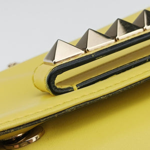 Pre-owned Valentino Rockstud Va Va Voom Yellow Leather shoulderbag | stylenewstar