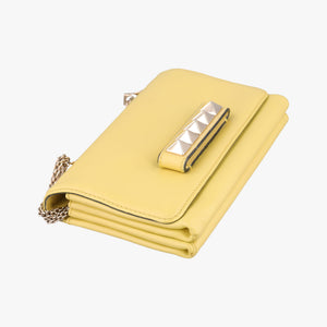 Pre-owned Valentino Rockstud Va Va Voom Yellow Leather shoulderbag | stylenewstar