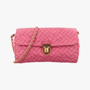 Pre-owned Prada Chain Quilting Flap Pink nylon shoulderbag | stylenewstar