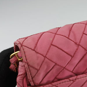 Pre-owned Prada Chain Quilting Flap Pink nylon shoulderbag | stylenewstar