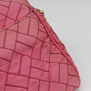 Pre-owned Prada Chain Quilting Flap Pink nylon shoulderbag | stylenewstar