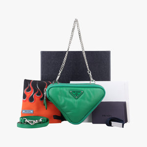 Vintage Prada triangle mini Green Leather shoulderbag | stylenewstar