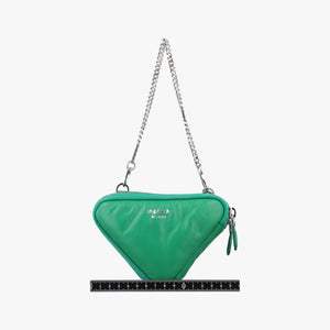 Vintage Prada triangle mini Green Leather shoulderbag | stylenewstar