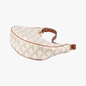 Pre-owned Celine Triomphe AVA White PVC coated canvas shoulderbag | stylenewstar
