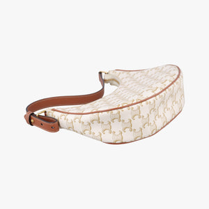 Pre-owned Celine Triomphe AVA White PVC coated canvas shoulderbag | stylenewstar