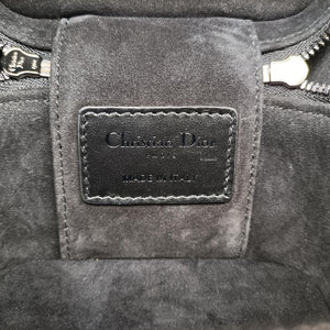 Pre-owned Christian Dior Houndstooth vanity bag Black and White Leather shoulderbag | stylenewstar