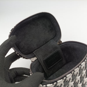Pre-owned Christian Dior Houndstooth vanity bag Black and White Leather shoulderbag | stylenewstar