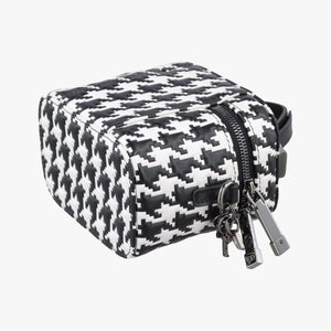 Pre-owned Christian Dior Houndstooth vanity bag Black and White Leather shoulderbag | stylenewstar