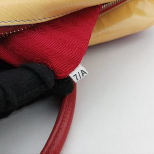 Pre-owned Prada Triangle logo Red×Yellow Patent shoulderbag | stylenewstar