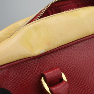 Pre-owned Prada Triangle logo Red×Yellow Patent shoulderbag | stylenewstar