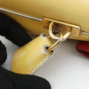 Pre-owned Prada Triangle logo Red×Yellow Patent shoulderbag | stylenewstar