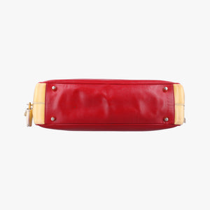 Pre-owned Prada Triangle logo Red×Yellow Patent shoulderbag | stylenewstar