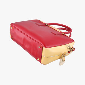 Pre-owned Prada Triangle logo Red×Yellow Patent shoulderbag | stylenewstar