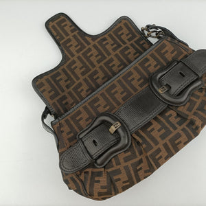 Secondhand Fendi B bag zucca Brown canvas×leather 8BR551 shoulderbag | stylenewstar