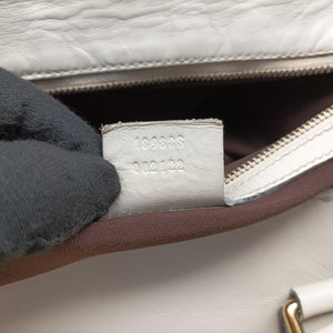 Vintage Gucci Dialux Queen Large White × Brown Leather×canvas 189883 handbag | stylenewstar