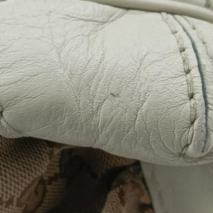 Vintage Gucci Dialux Queen Large White × Brown Leather×canvas 189883 handbag | stylenewstar