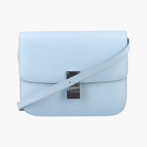 Pre-owned Celine Classic Box Blue Leather shoulderbag | stylenewstar