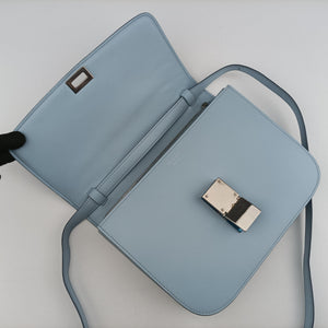Pre-owned Celine Classic Box Blue Leather shoulderbag | stylenewstar