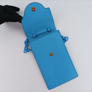 Pre-owned VERSACE Medusa phone bag Blue Leather shoulderbag | stylenewstar
