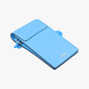 Pre-owned VERSACE Medusa phone bag Blue Leather shoulderbag | stylenewstar