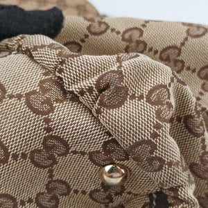 Pre-owned Gucci Abbey D-ring Hobo Beige x Brown Canvas x Leather 190525 handbag | stylenewstar