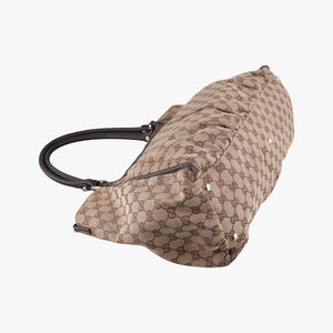 Pre-owned Gucci Abbey D-ring Hobo Beige x Brown Canvas x Leather 190525 handbag | stylenewstar