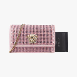 Vintage VERSACE medusa Pink Suede x Leather shoulderbag | stylenewstar