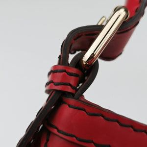 Pre-owned Gucci Queen Red Leather × Coated Canvas 189885 shoulderbag | stylenewstar