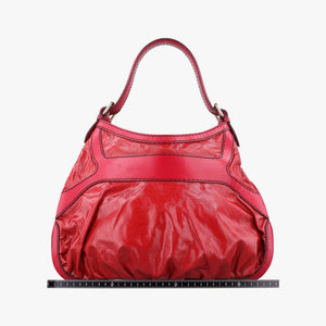 Pre-owned Gucci Queen Red Leather × Coated Canvas 189885 shoulderbag | stylenewstar