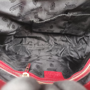 Pre-owned Gucci Queen Red Leather × Coated Canvas 189885 shoulderbag | stylenewstar