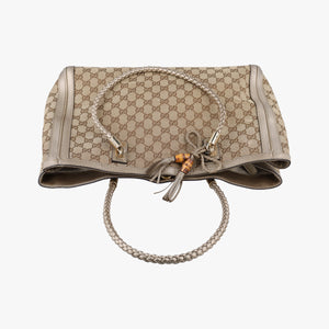 Vintage Gucci Bella Bamboo Tassel fringe khaki canvas×leather 269945 handbag | stylenewstar