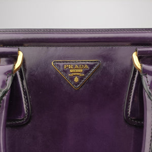 Pre-owned Prada Parabole Tote Purple patent handbag | stylenewstar