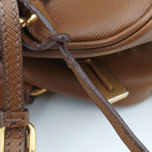 Pre-owned Prada Convertible Top Handle Brown SAFFIANO Leather BL0757 handbag | stylenewstar