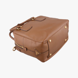 Pre-owned Prada Convertible Top Handle Brown SAFFIANO Leather BL0757 handbag | stylenewstar