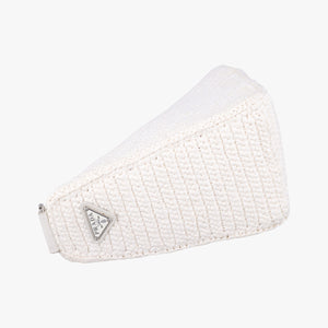 Pre-owned Prada Triangle Logo White Straw shoulderbag | stylenewstar
