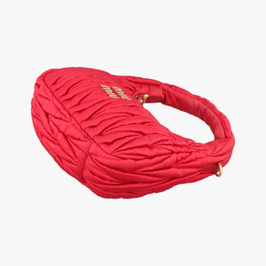 Pre-owned Miu Miu Wander Matelasse hobo Red Satin 5BC125 shoulderbag | stylenewstar