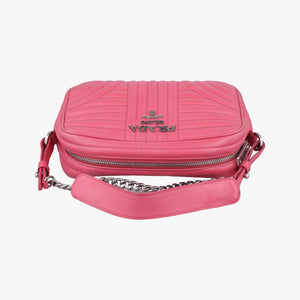 Pre-owned Prada Diagramme Pink leather 1BH084 shoulderbag | stylenewstar