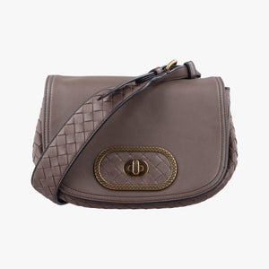 Pre-owned Bottega Veneta Luna Intrecciato Brown lambskin shoulderbag | stylenewstar