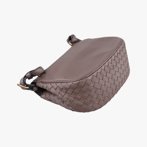 Pre-owned Bottega Veneta Luna Intrecciato Brown lambskin shoulderbag | stylenewstar