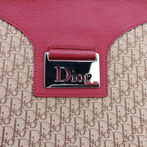 Pre-owned Christian Dior Street Chic Messenger Red × Brown Jacquard Canvas×Leather shoulderbag | stylenewstar