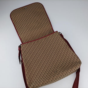 Pre-owned Christian Dior Street Chic Messenger Red × Brown Jacquard Canvas×Leather shoulderbag | stylenewstar