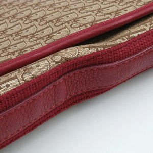 Pre-owned Christian Dior Street Chic Messenger Red × Brown Jacquard Canvas×Leather shoulderbag | stylenewstar