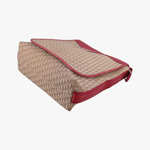 Pre-owned Christian Dior Street Chic Messenger Red × Brown Jacquard Canvas×Leather shoulderbag | stylenewstar