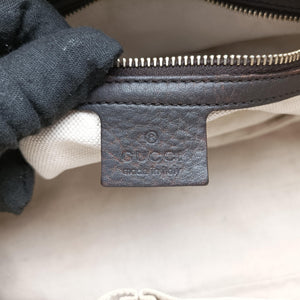 Pre-owned Gucci Horsebit Diamante Beige × Dark Brown Canvas×Leather 247286 handbag | stylenewstar