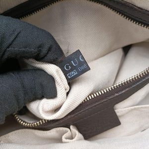 Pre-owned Gucci Horsebit Diamante Beige × Dark Brown Canvas×Leather 247286 handbag | stylenewstar
