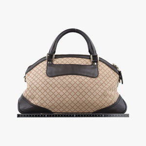 Pre-owned Gucci Horsebit Diamante Beige × Dark Brown Canvas×Leather 247286 handbag | stylenewstar
