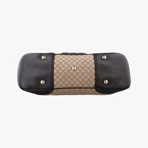 Pre-owned Gucci Horsebit Diamante Beige × Dark Brown Canvas×Leather 247286 handbag | stylenewstar