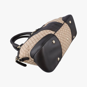Pre-owned Gucci Horsebit Diamante Beige × Dark Brown Canvas×Leather 247286 handbag | stylenewstar